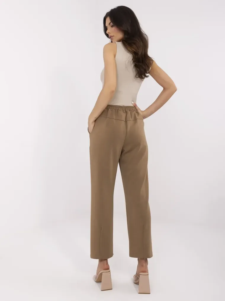 Spodnie dresowe damskie, brązowe, Italy Moda