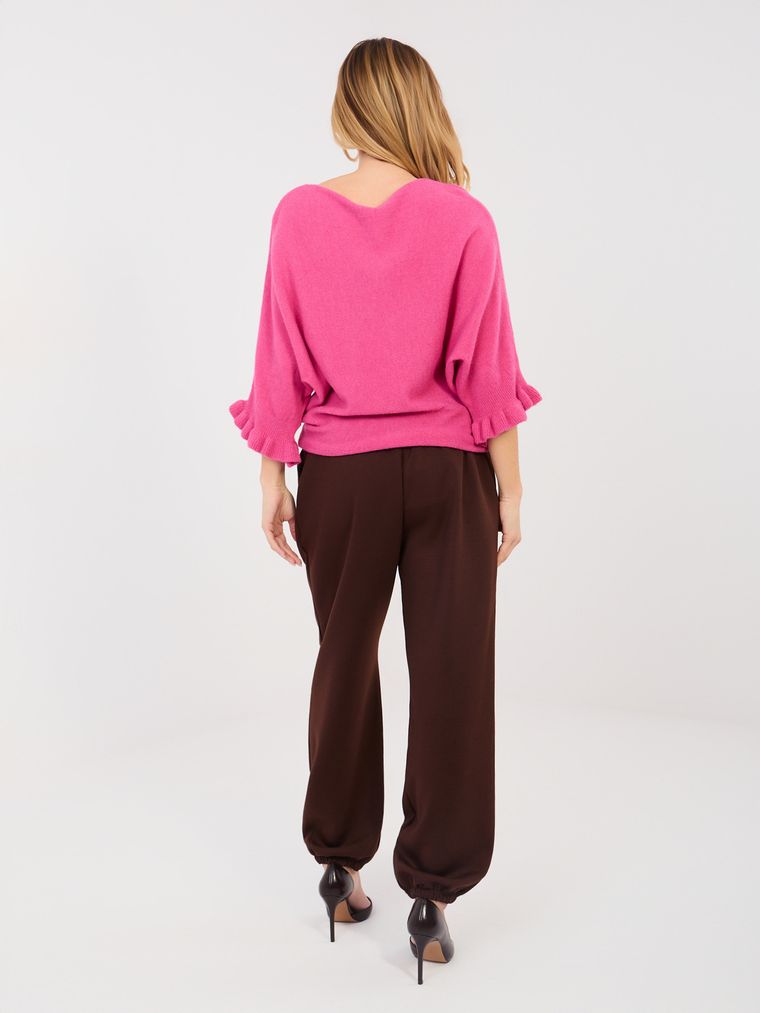 Spodnie dresowe damskie, brązowe, Italy Moda