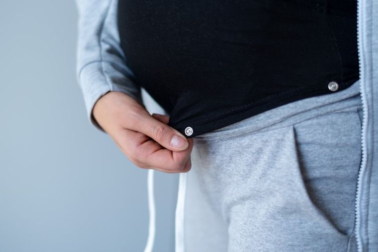 Spodnie dresowe damskie, ciążowe, jasnoszare, odpinany pas, Miracle