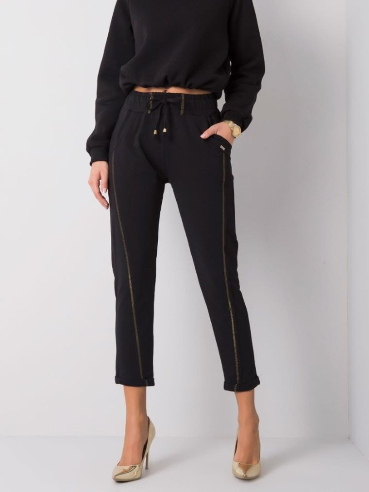 Spodnie dresowe damskie, czarne, Relevance