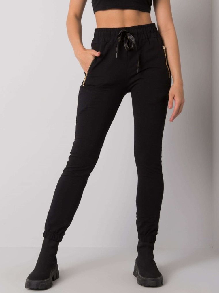 Spodnie dresowe damskie, czarne, Relevance