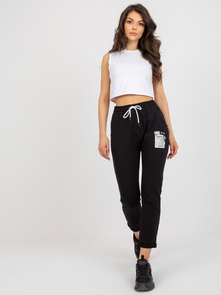 Spodnie dresowe damskie, czarne, Relevance