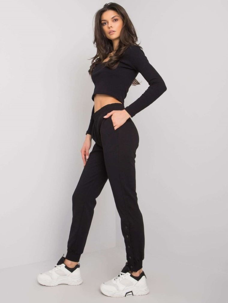 Spodnie dresowe damskie, czarne, Rue Paris