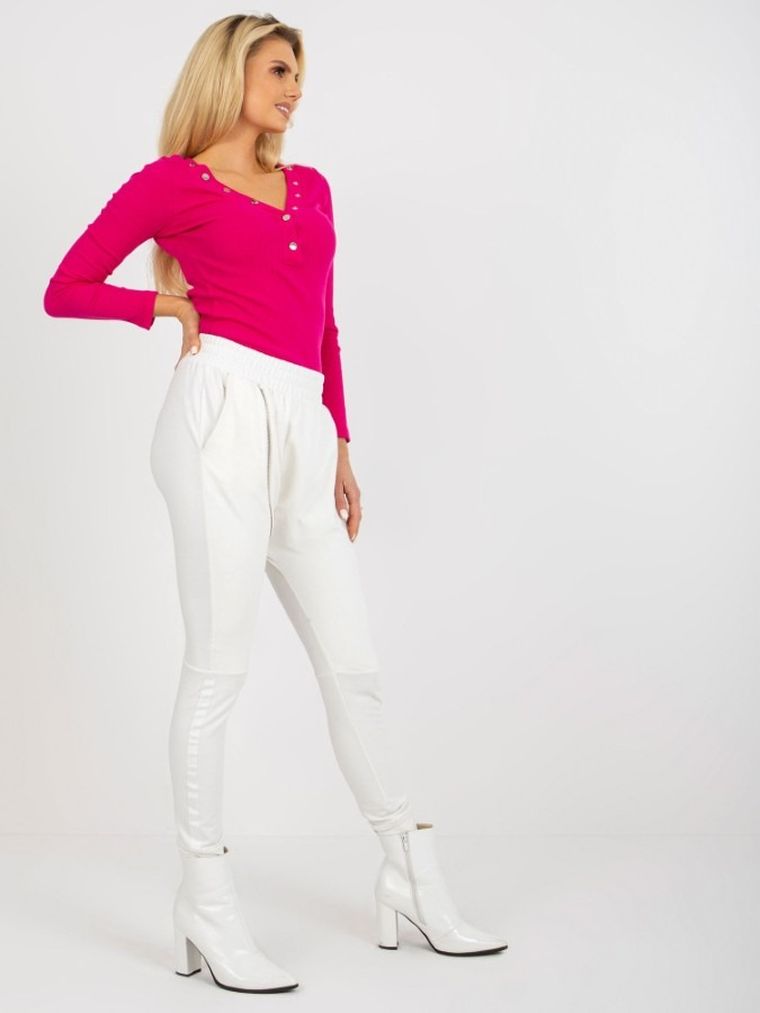 Spodnie dresowe damskie, ecru, Ex Moda