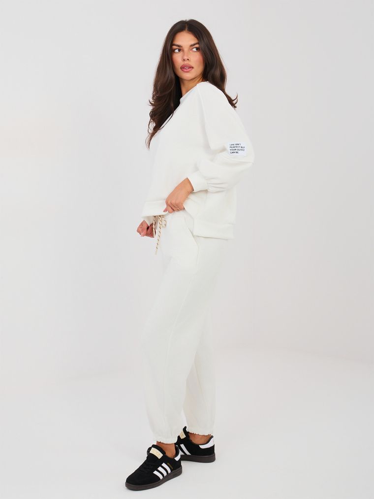 Spodnie dresowe damskie, ecru, Italy Moda