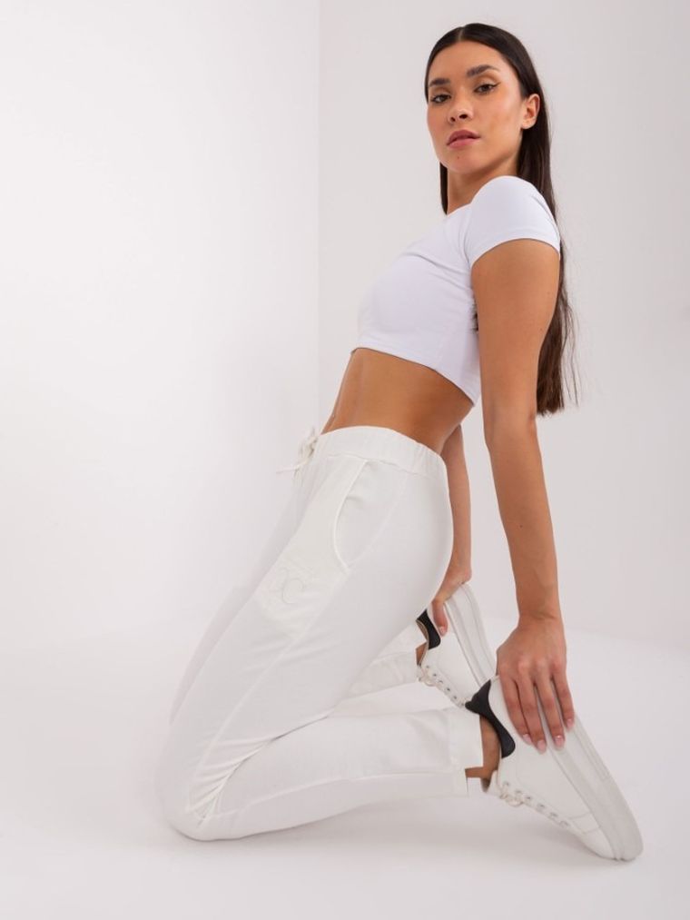 Spodnie dresowe damskie, ecru, Relevance