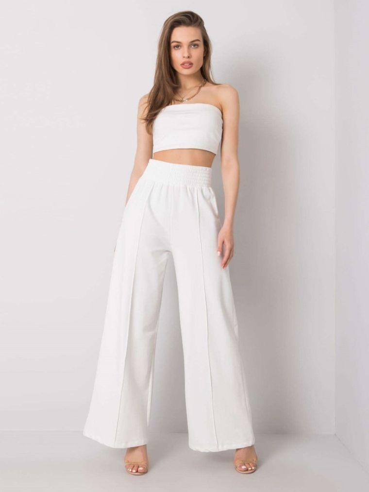 Spodnie dresowe damskie, ecru, Rue Paris