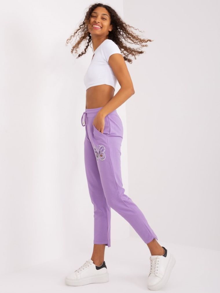 Spodnie dresowe damskie, fioletowe, Relevance