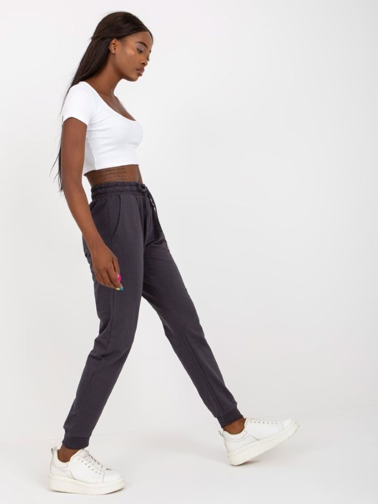 Spodnie dresowe damskie, grafitowe, Basic Feel Good