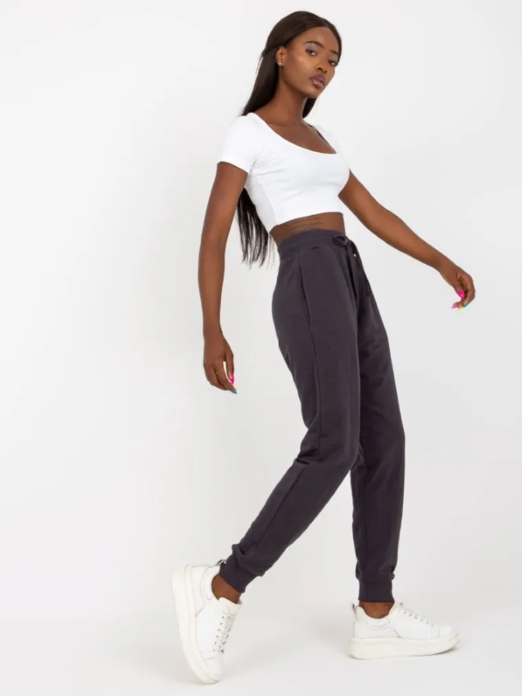 Spodnie dresowe damskie, grafitowe, Basic Feel Good