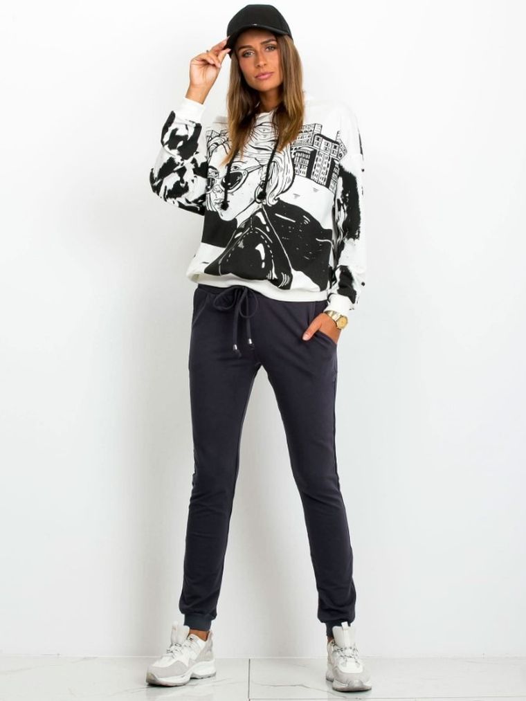 Spodnie dresowe damskie, grafitowe, Basic Feel Good