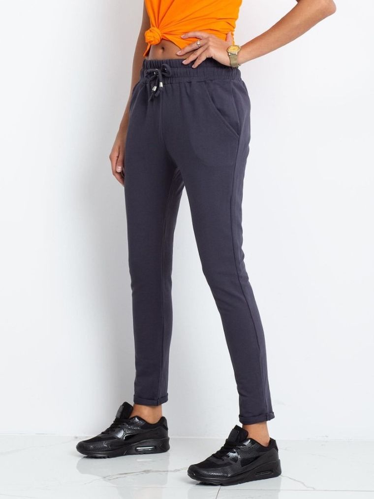 Spodnie dresowe damskie, grafitowe, Basic Feel Good