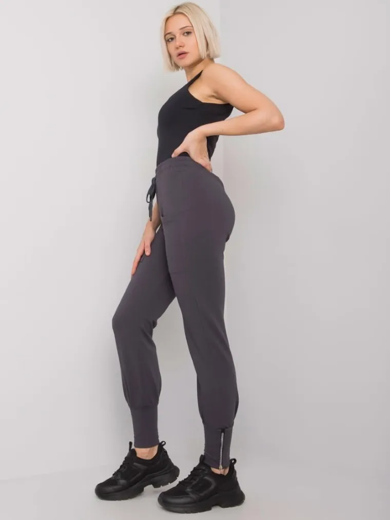 Spodnie dresowe damskie, grafitowe, Rue Paris