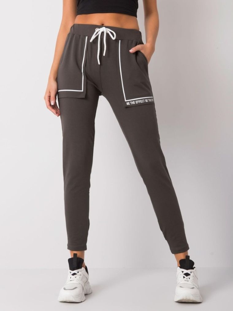 Spodnie dresowe damskie, khaki, Relevance