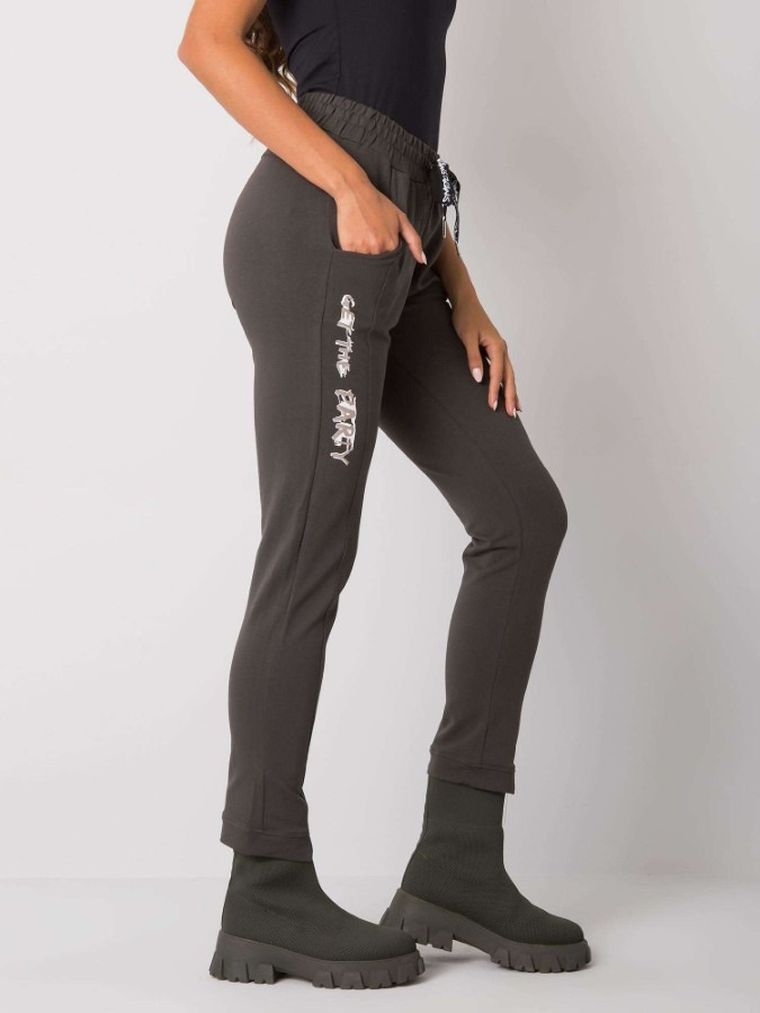 Spodnie dresowe damskie, khaki, Relevance