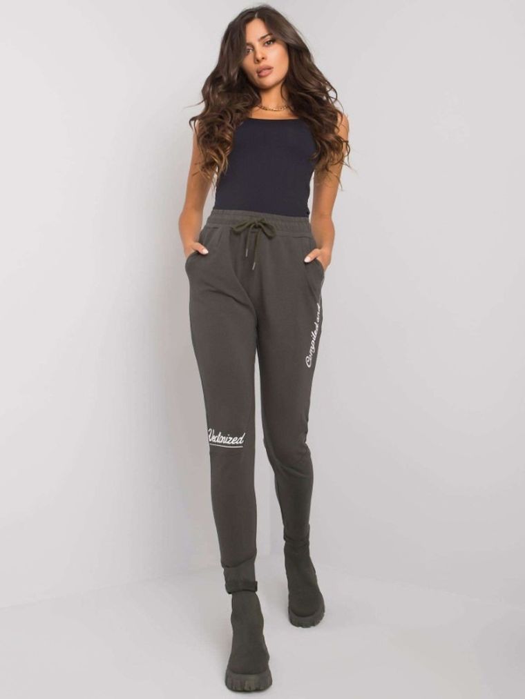Spodnie dresowe damskie, khaki, Relevance