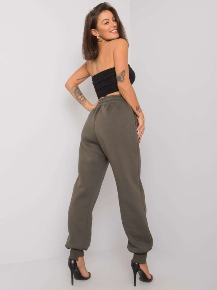 Spodnie dresowe damskie, khaki, Relevance