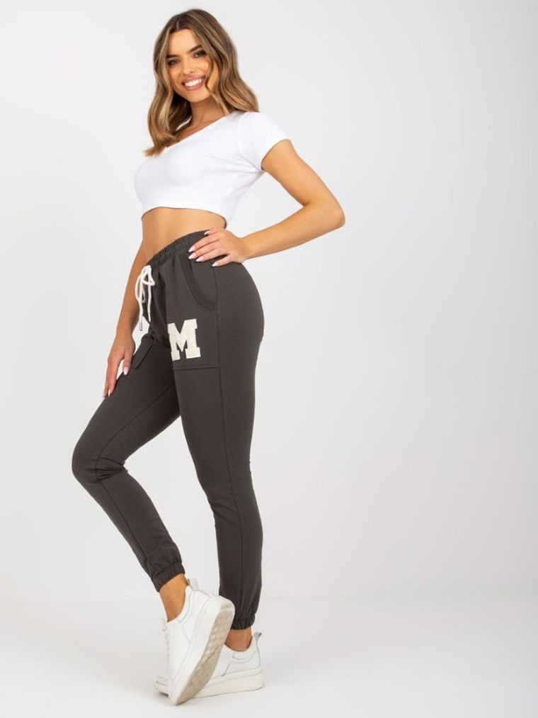 Spodnie dresowe damskie, khaki, Relevance