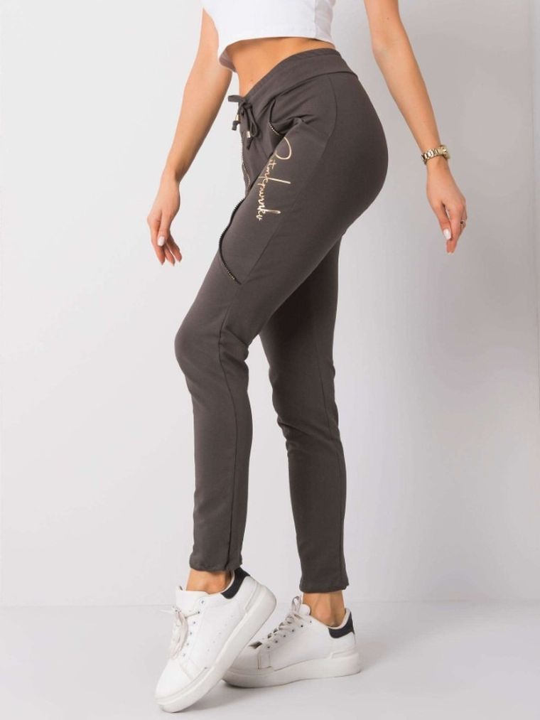 Spodnie dresowe damskie, khaki, Relevance