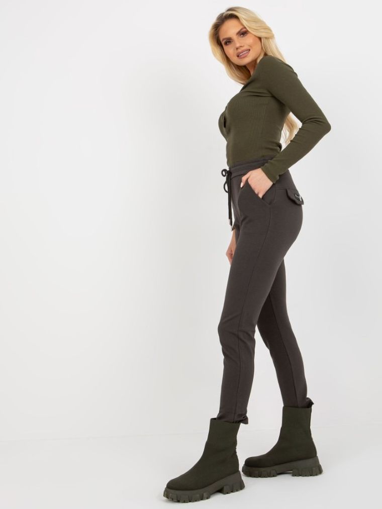 Spodnie dresowe damskie, khaki, Relevance