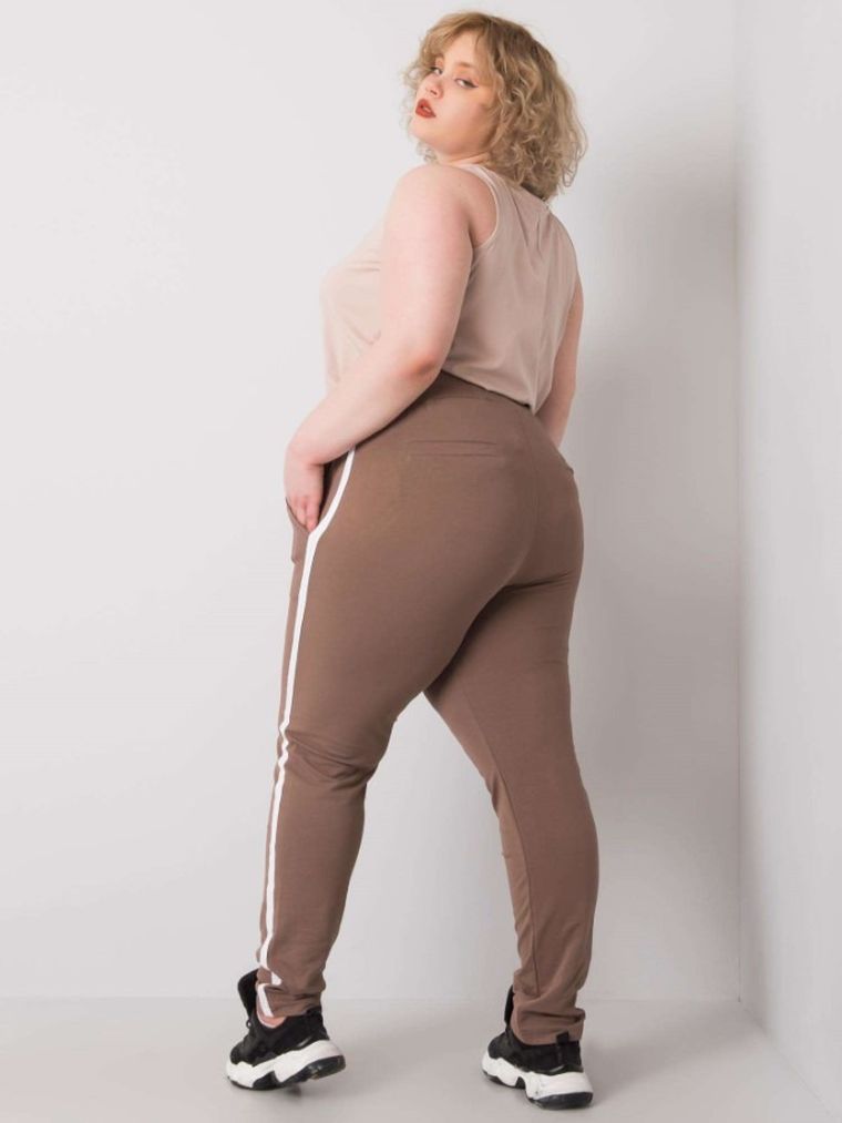 Spodnie dresowe damskie, plus size, beżowe, Basic Feel Good