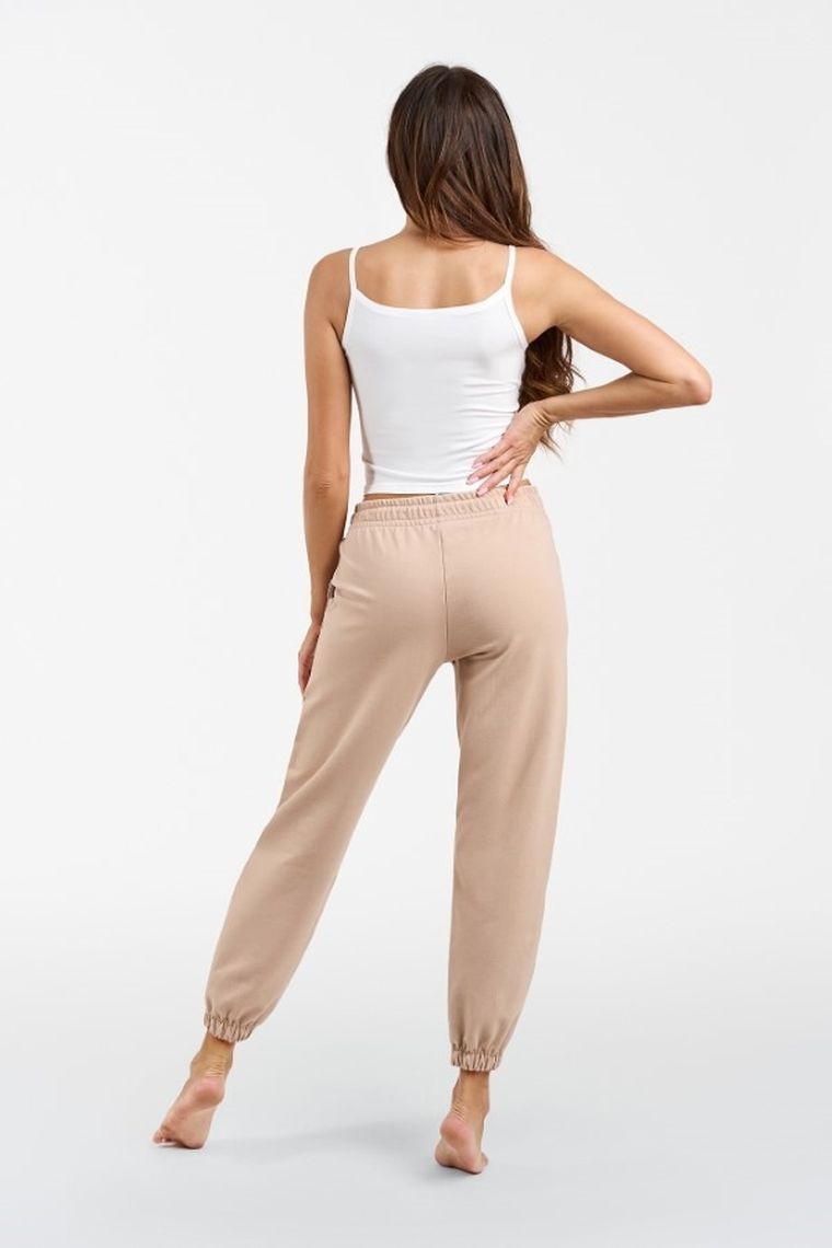 Spodnie dresowe damskie, plus size, beżowe, Viva, Italian Fashion