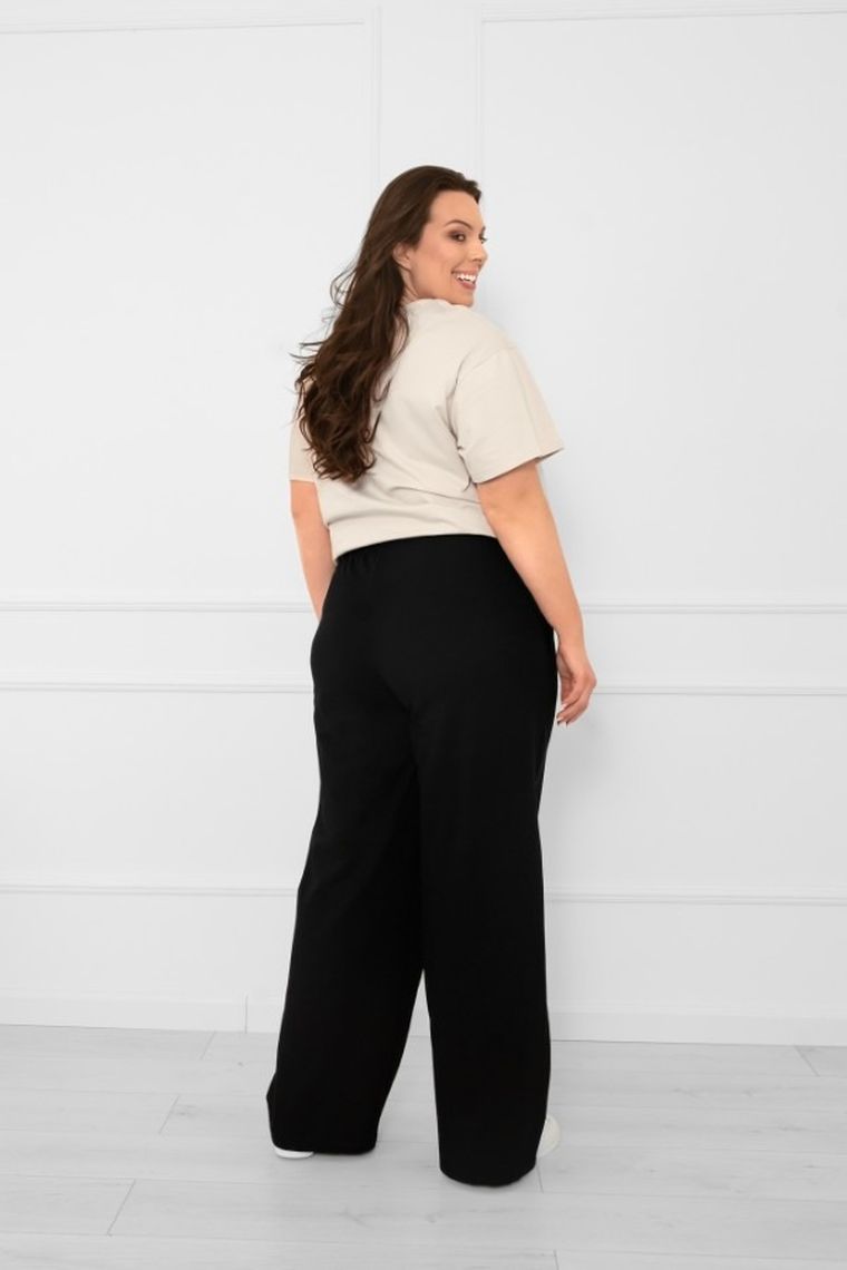 Spodnie dresowe damskie, plus size, czarne, Caro, Italian Fashion
