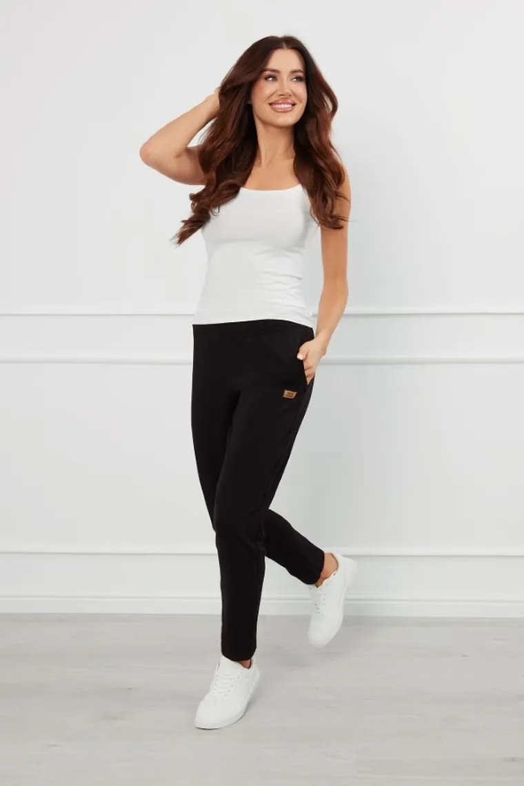 Spodnie dresowe damskie, plus size, czarne, Stella, Italian Fashion