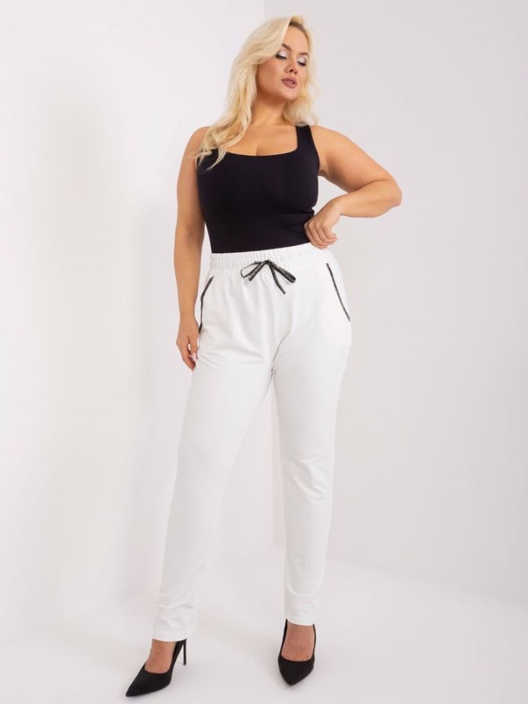 Spodnie dresowe damskie, plus size, ecru, Relevance
