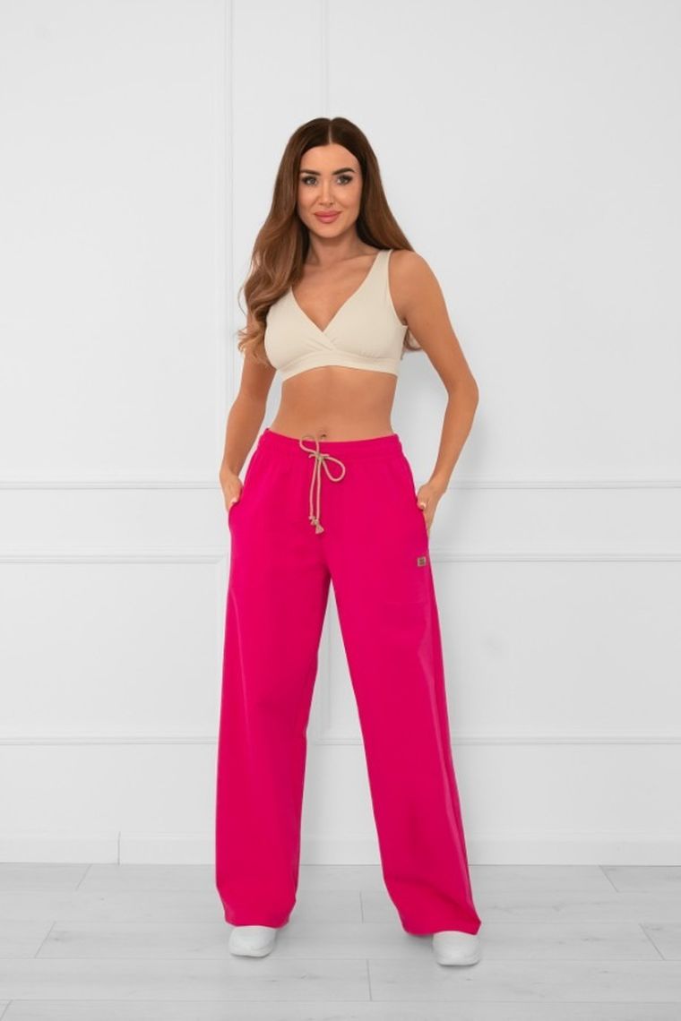 Spodnie dresowe damskie, plus size, różowe, Caro, Italian Fashion