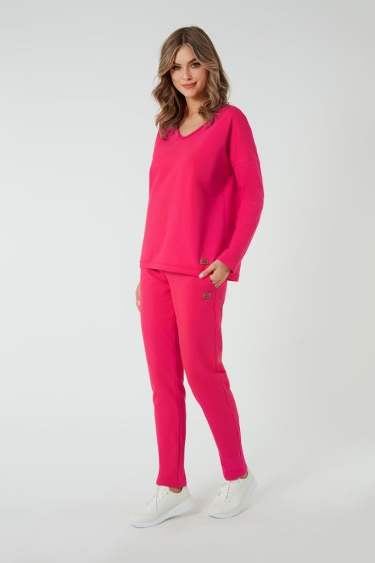 Spodnie dresowe damskie, plus size, różowe, Stella, Italian Fashion