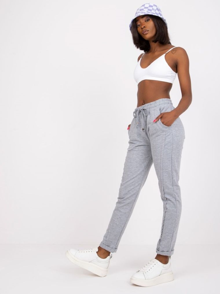 Spodnie dresowe damskie, szare, Basic Feel Good