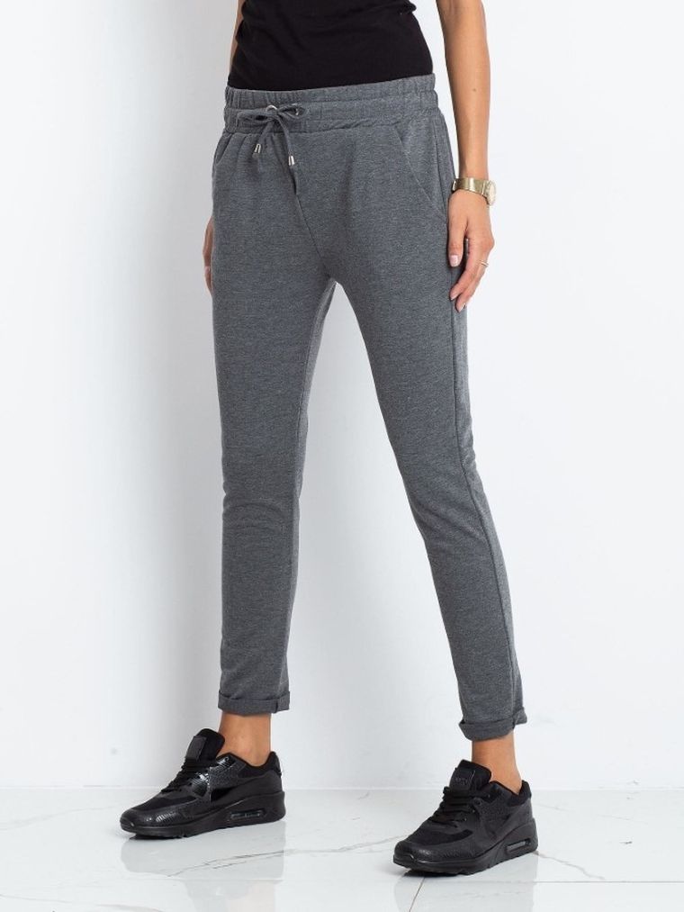 Spodnie dresowe damskie, szare, Basic Feel Good