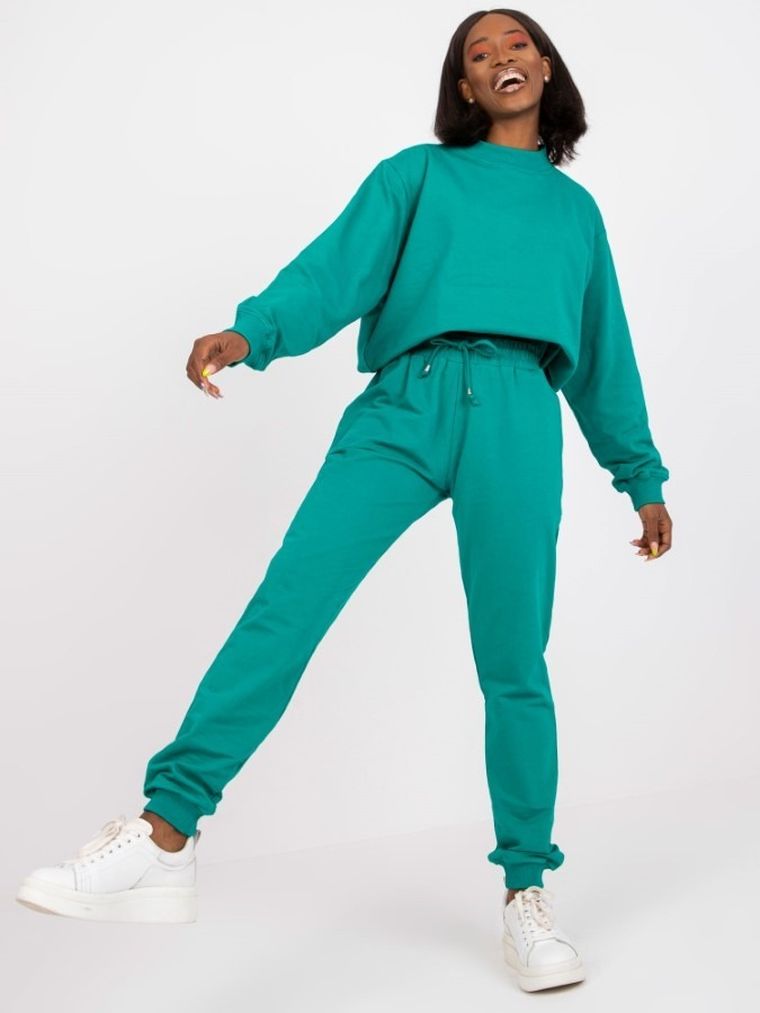 Spodnie dresowe damskie, zielone, Basic Feel Good