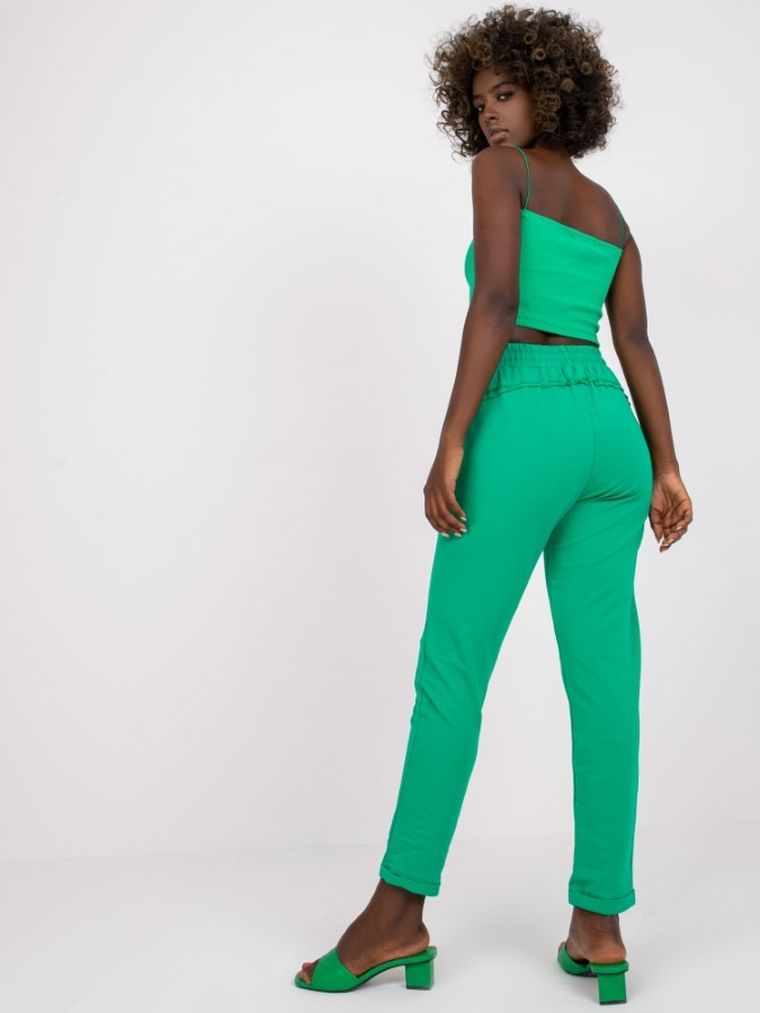 Spodnie dresowe damskie, zielone, Basic Feel Good