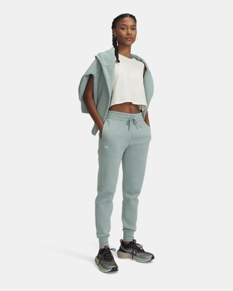 Spodnie dresowe damskie, zielone, Under Armour
