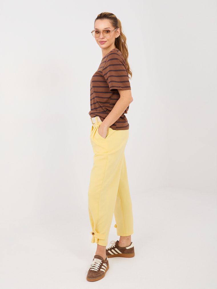 Spodnie dresowe damskie, żółte, Italy Moda
