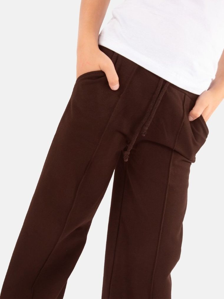 Spodnie dresowe dziewczęce, wide, brązowe, Tup Tup