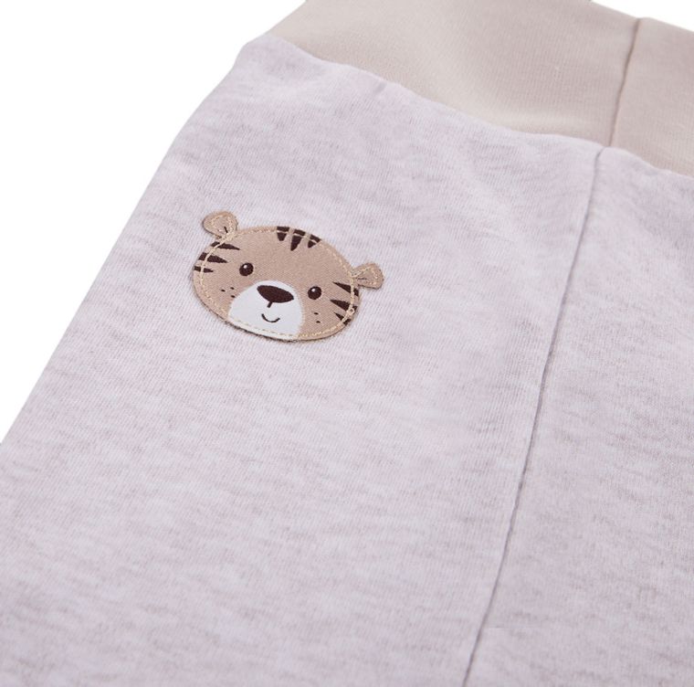 Spodnie dresowe niemowlęce, beżowe, tygrys, Eevi