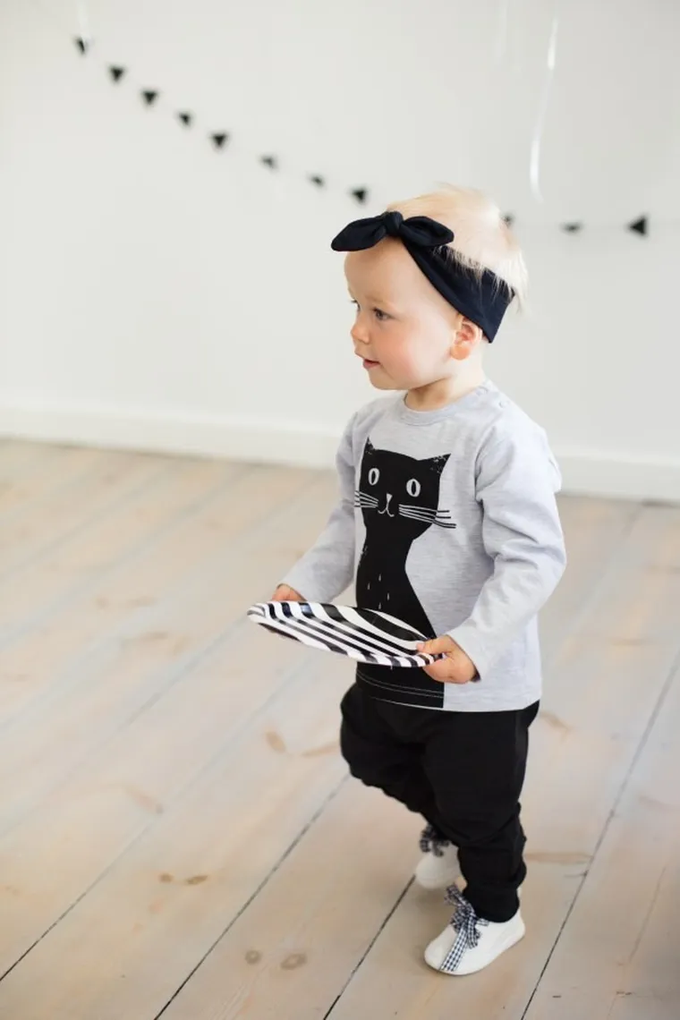 Spodnie dresowe niemowlęce, cienkie, czarne, Happy Day, Pinokio