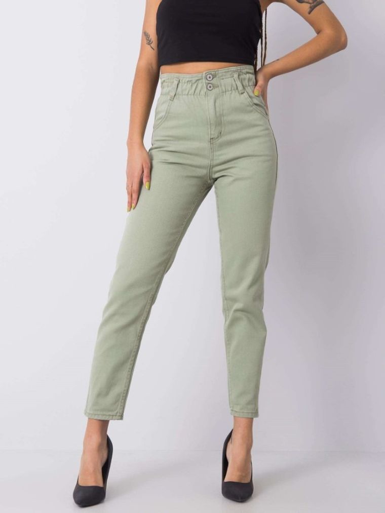 Spodnie jeansowe damskie, khaki, Rue Paris