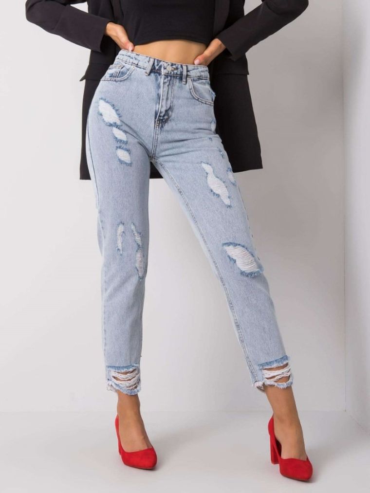 Spodnie jeansowe damskie, mom fit, denim, Rue Paris