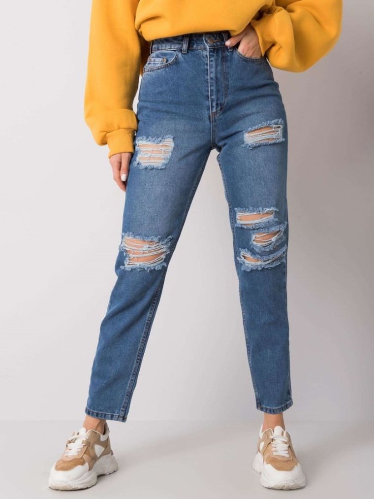 Spodnie jeansowe damskie, mom fit, denim, Rue Paris