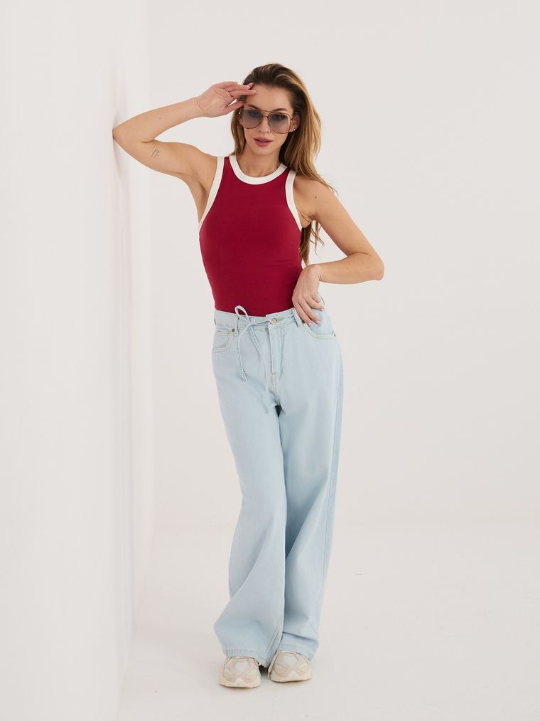 Spodnie jeansowe damskie, wide, niebieskie, Sublevel