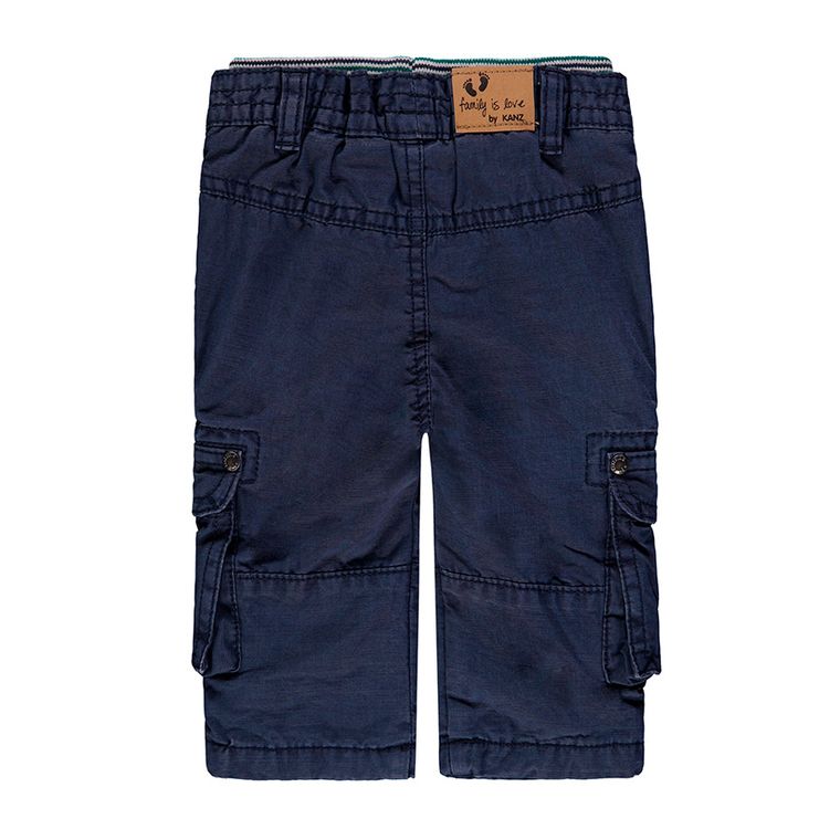 Spodnie materiałowe chłopięce, niebieskie, bojówki, Kanz