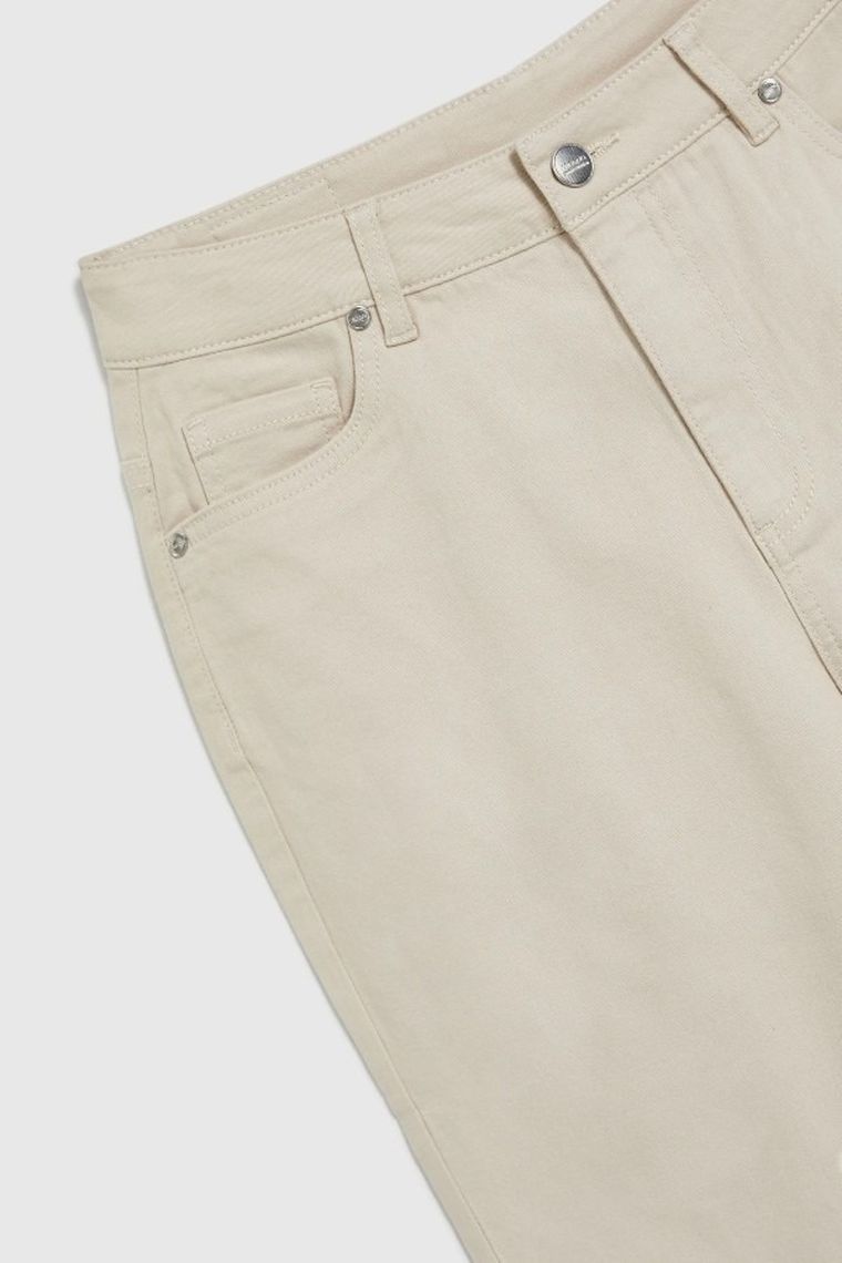 Spodnie materiałowe damskie, beżowe, Moodo