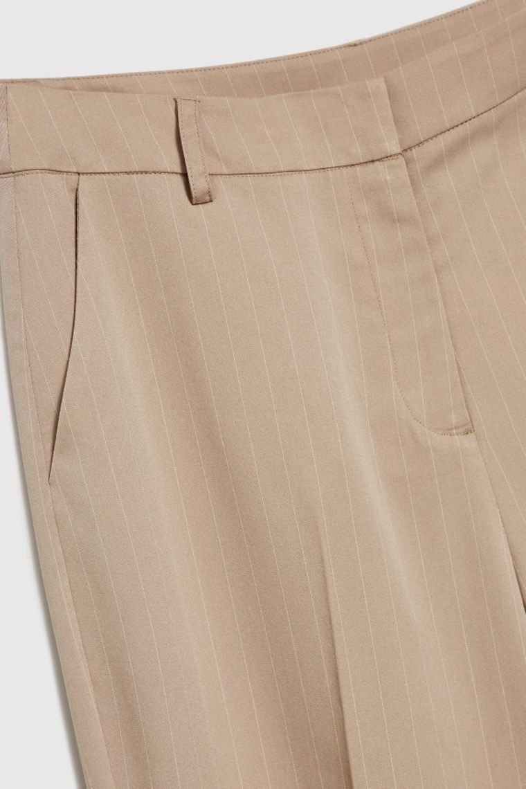 Spodnie materiałowe damskie, beżowe, Moodo