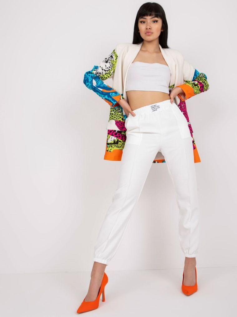 Spodnie materiałowe damskie, białe, Italy Moda