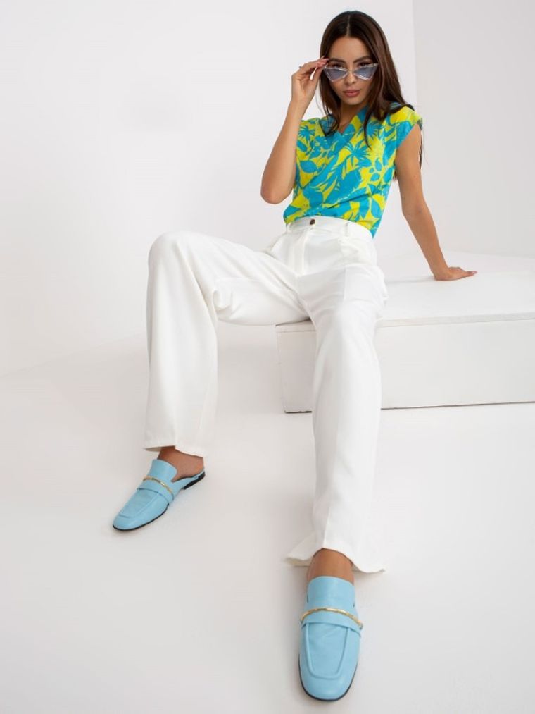 Spodnie materiałowe damskie, białe, Italy Moda