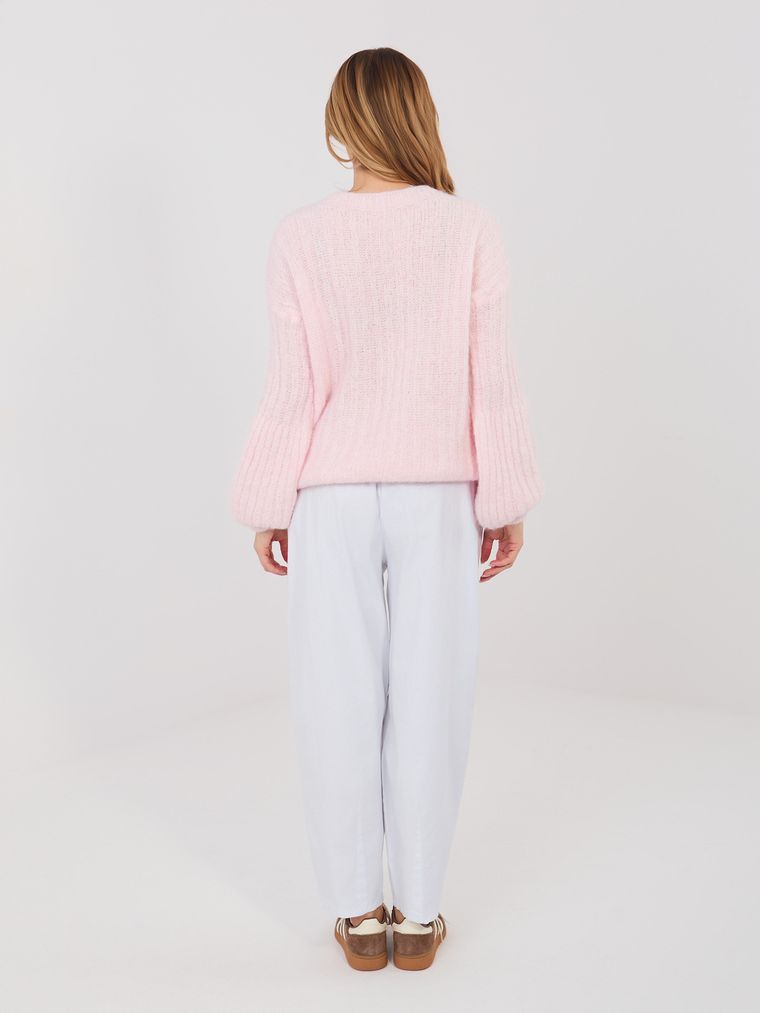 Spodnie materiałowe damskie, białe, Italy Moda